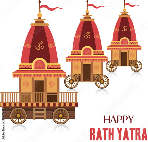 Jagannath rath yatra on hindu festival holiday card background