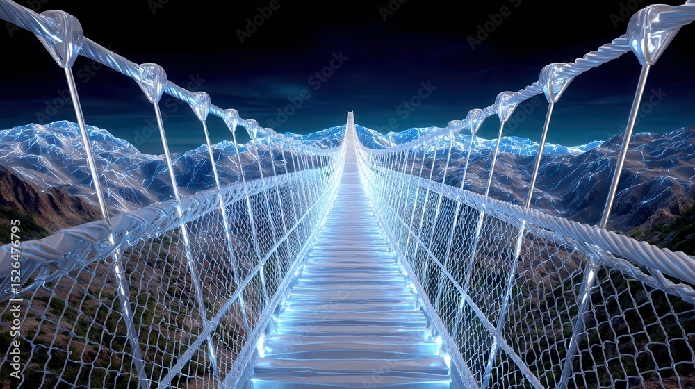 Fototapeta premium Suspension Bridge to Digital Future: Technology, Innovation, Connection.