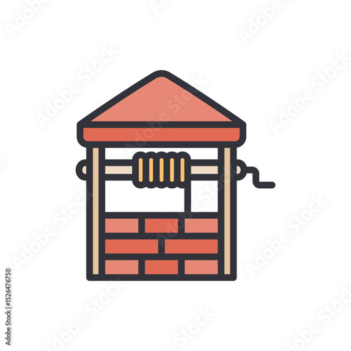 Charming Water Well Illustration With Rustic Design On Transparent Layer