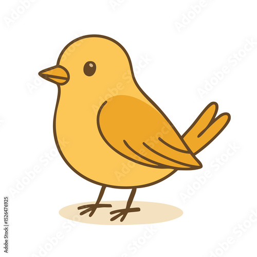A flat 2D vector illustration of a plump yellow bird in profile.