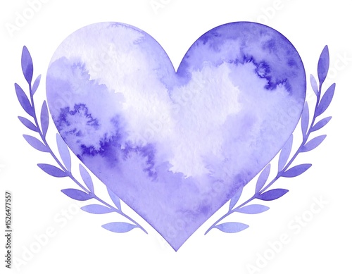 Watercolor heart with floral design