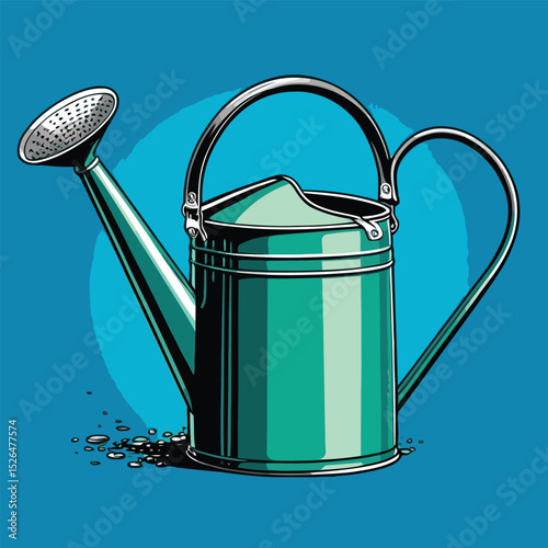 comic book style gardening watering can illustration
