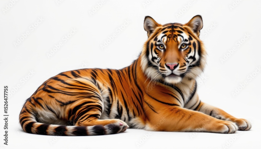 Obraz premium Majestic tiger posing studio setting animal portrait minimalist background close-up view wildlife beauty