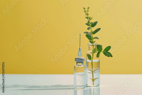 Detailed Color Image of Covid Still Life with Vaccine