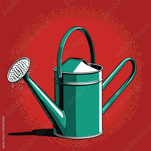 comic book style gardening watering can illustration