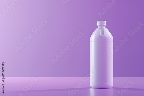 High Resolution Picture of Mockup of White Plastic Bottle with Purple Liquid on Purple Background