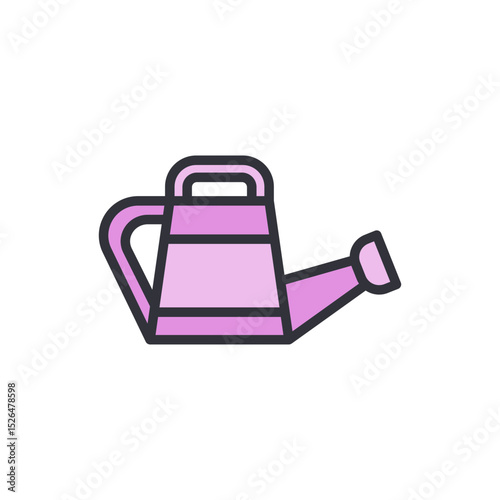 Minimalist Pink Watering Can Icon Depicting Garden Care Essentials