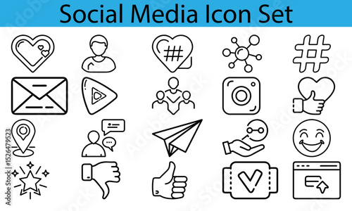 Social Media Line Icon Set – Modern Vector Collection
