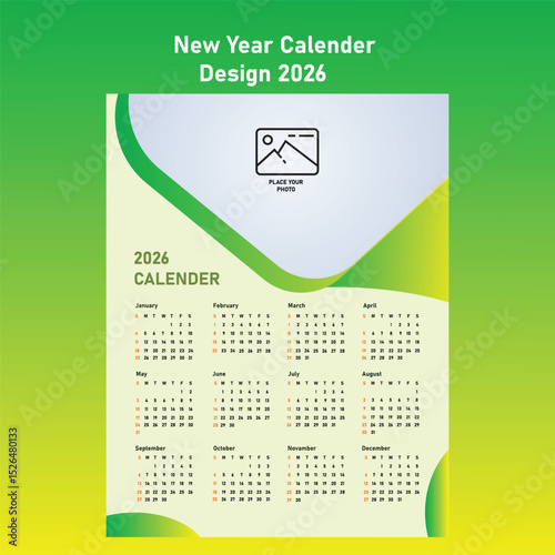 New Calender design 2026 template design desk calender12 month