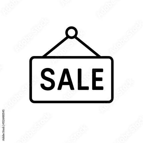 Hanging SALE signboard representing store promotion – outline icon