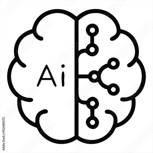 Ai brain icon artificial intelligence concept isolated on white background