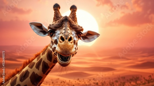 Surprised animal, giraffe in the wild, low-poly giraffe images, 