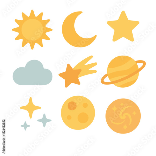 Celestial Glow: Sun, Moon, Stars, and Planets in Harmony