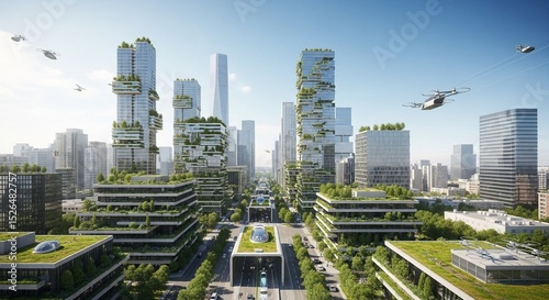 This is a city skyline fused with nature