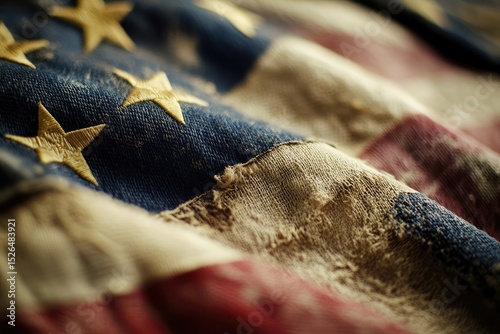 Close-up of an American Flag, showcasing intricate details.