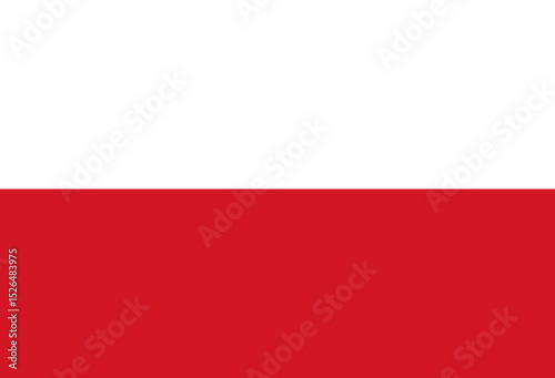 Vector illustration of the official flag of Poland. Features two equal horizontal bands, white on the top and red on the bottom.