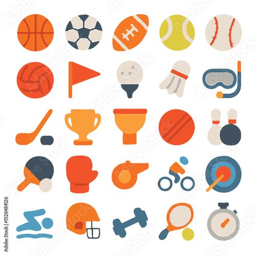 Sporting Goods: Collection of Popular Sports Equipment Icons