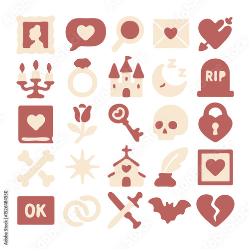 Romantic Gothic Valentine's Day Illustration with Soft, Dreamy Glow