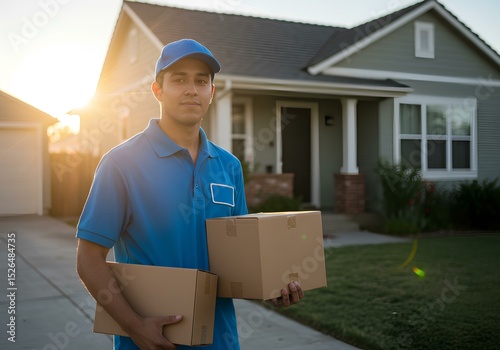 Delivery Driver Delivering Packages to a Home