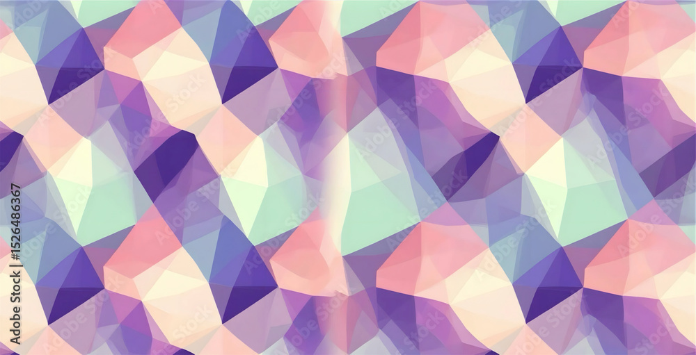 Fototapeta premium Modern Low-Poly Geometric Mosaic Pattern with Pastel Palette