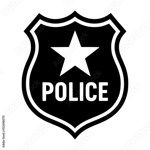 Police badge icon in simple outline style for law enforcement.