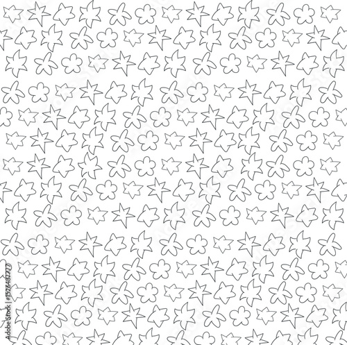 A cluster of various cartoonish celestial stars and starfish.