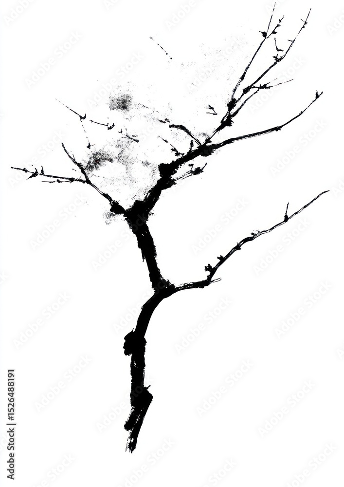 Obraz premium Tree silhouette drawing black.