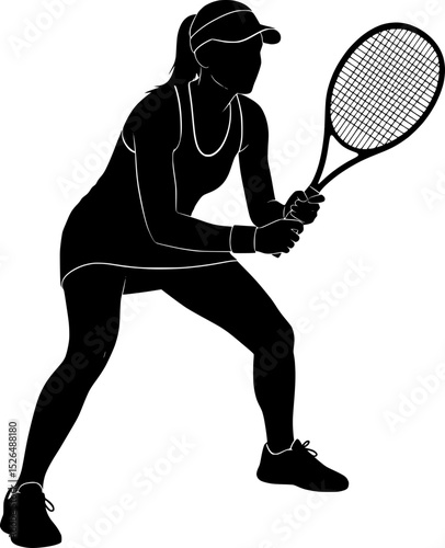 A female tennis player doing tennis stance position 
