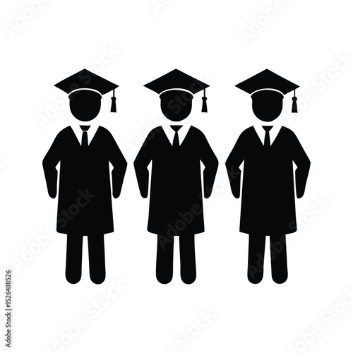 Academic graduation Icon silhouettes White Background.