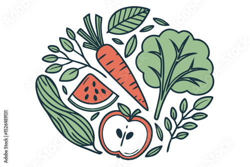 fruit-and-vegetable-set-icon--logo-isolated-on-whi
