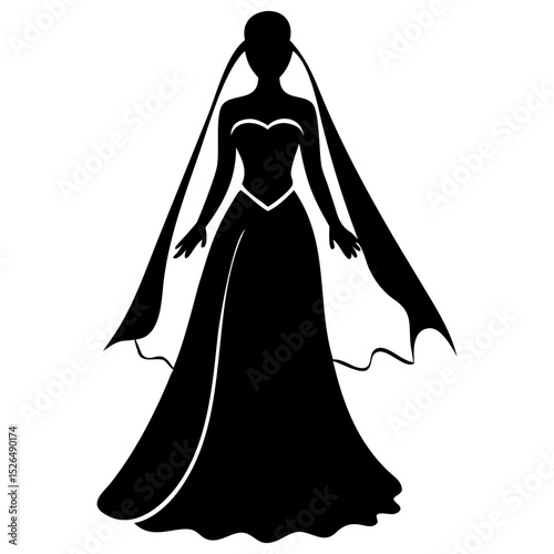 A bridal women full black silhouette vector illustration design