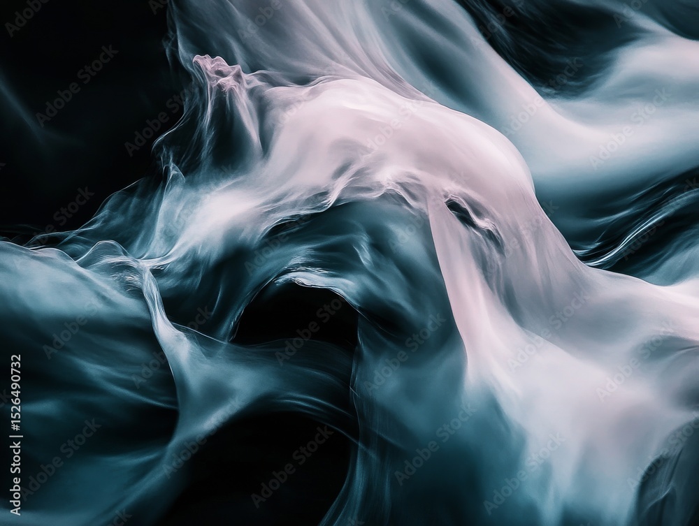 Naklejka premium abstract digital background with wavy smooth lines in form of smoke, water or waves. Advertisement concept with wide copy space for text. commercial, editorial advertisement, surreal surrealism.