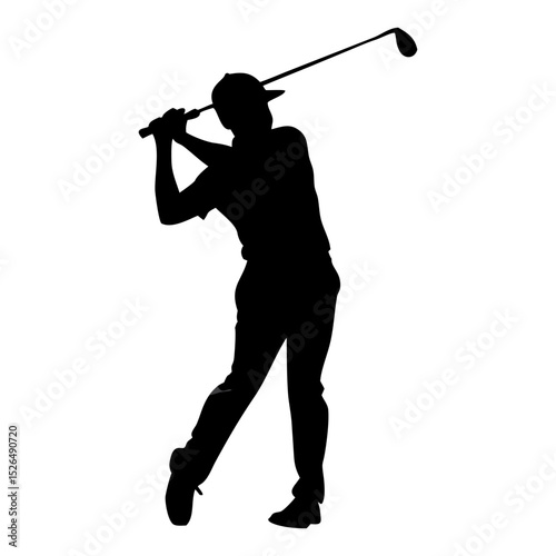A golf player  full black silhouette vector illustration design
