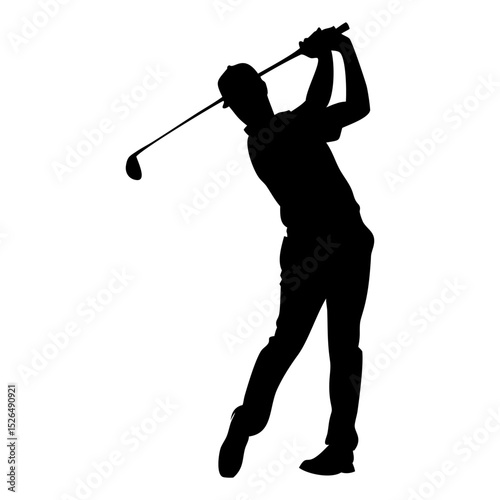 A golf player  full black silhouette vector illustration design