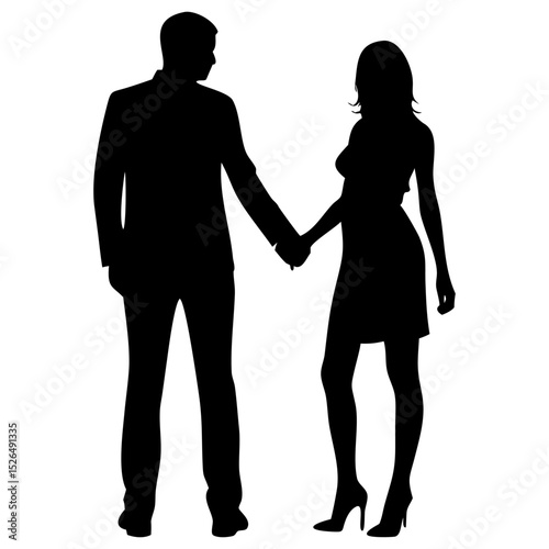 A lovely couple full black silhouette vector illustration design
