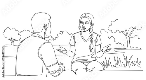 Leadership and Mentorship Discussion in Nature with Two Individuals for Coaching Sessions, Professional Development, Community Engagement, and Mental Health Awareness