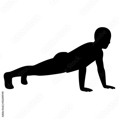 A man pushuping  full black silhouette vector illustration design