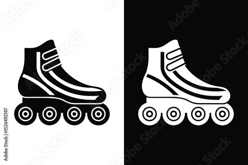 Flat Roller Skate Vector Icon. Premium Silhouette Style