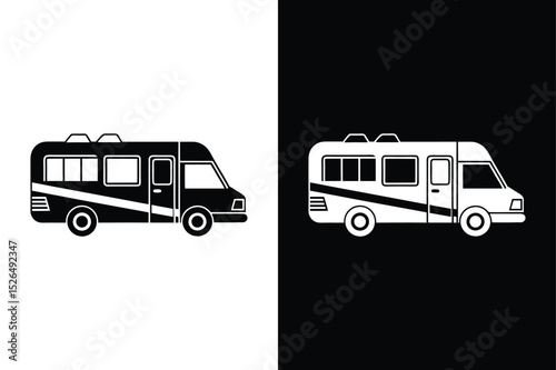 Flat RV Car Vector. Isolated Camper Icon for Travel and Transport