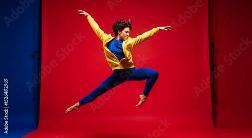 young woman jumping