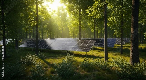 solar panels in the forest