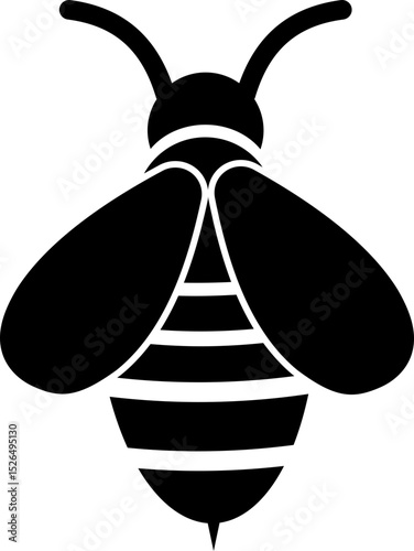 Honeybee icon design. Honeybee icon vector silhouette illustration isolated on transparent background. Honeybee symbol for pollination and wildlife representation. Vector illustration.