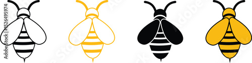 Honeybee and honeycomb icon set. Honeybee icons vector silhouette illustration isolated on transparent background. Honeybee symbol for pollination and wildlife representation. Vector illustration.