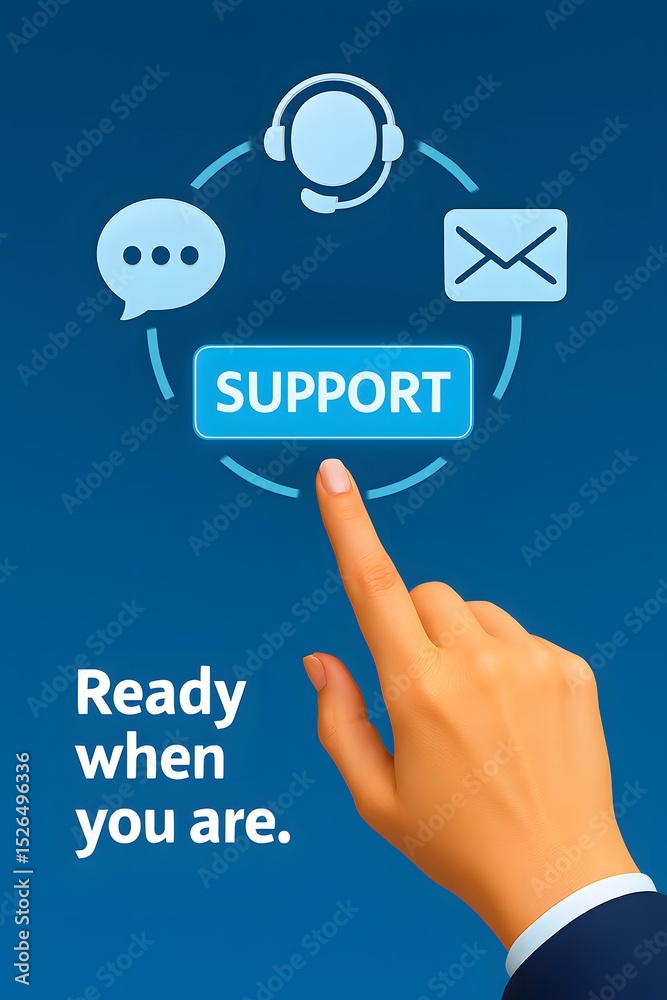 Fototapeta premium An image promoting seamless support with key contact methods at the fingertips, evoking a sense of accessibility and assistance for those in need.