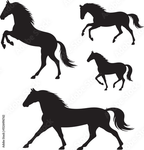 Elegant Horse Silhouettes Collection – Black Equine Poses in Motion