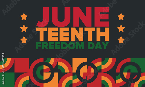 Juneteenth Independence Day. Freedom or Emancipation day. Annual american holiday, celebrated in June 19. African-American history and heritage. Poster, greeting card, banner and background. Vector