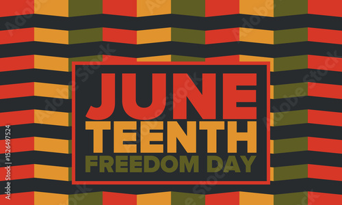 Juneteenth Independence Day. Freedom or Emancipation day. Annual american holiday, celebrated in June 19. African-American history and heritage. Poster, greeting card, banner and background. Vector