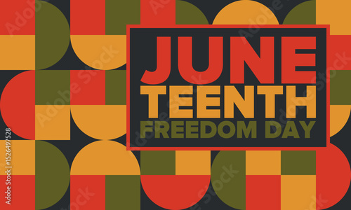 Juneteenth Independence Day. Freedom or Emancipation day. Annual american holiday, celebrated in June 19. African-American history and heritage. Poster, greeting card, banner and background. Vector