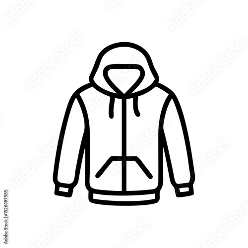 Hoodie, outline icon. Black illustration, vector. Modern minimal flat design, white background. 