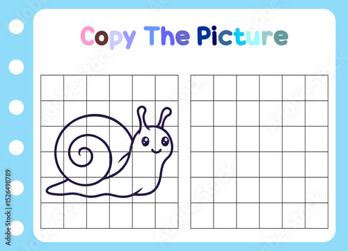 copy the picture of animal. cute snail  Educational  for children.